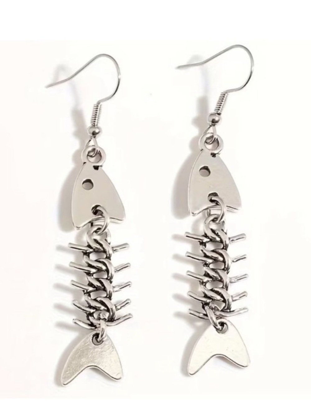 Fishbone skeleton Dangle Earrings trendy Viral sterling